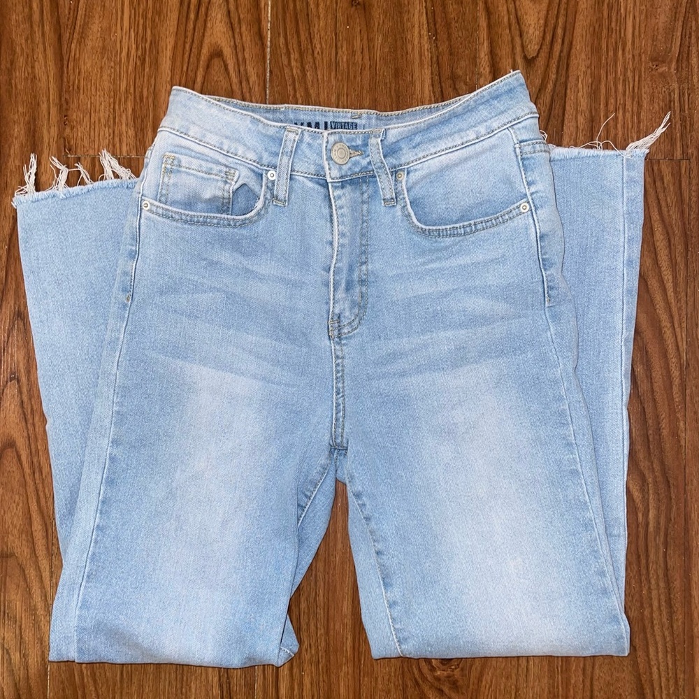 Vintage High Rise Ankle Straight Fit Jeans